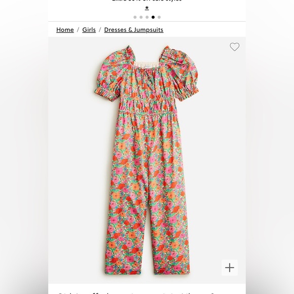 Jcrew Girls' puff-sleeve jumpsuit in Liberty® fabrics size 7 - Picture 5 of 5